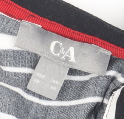 Close-up detail of C&A Women's Striped Black Tunic Blouse, size 16