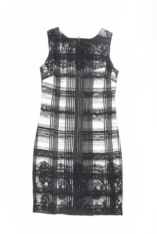 M&Co Boutique Women's Black Ivory Check Sheath Dress Size 14
