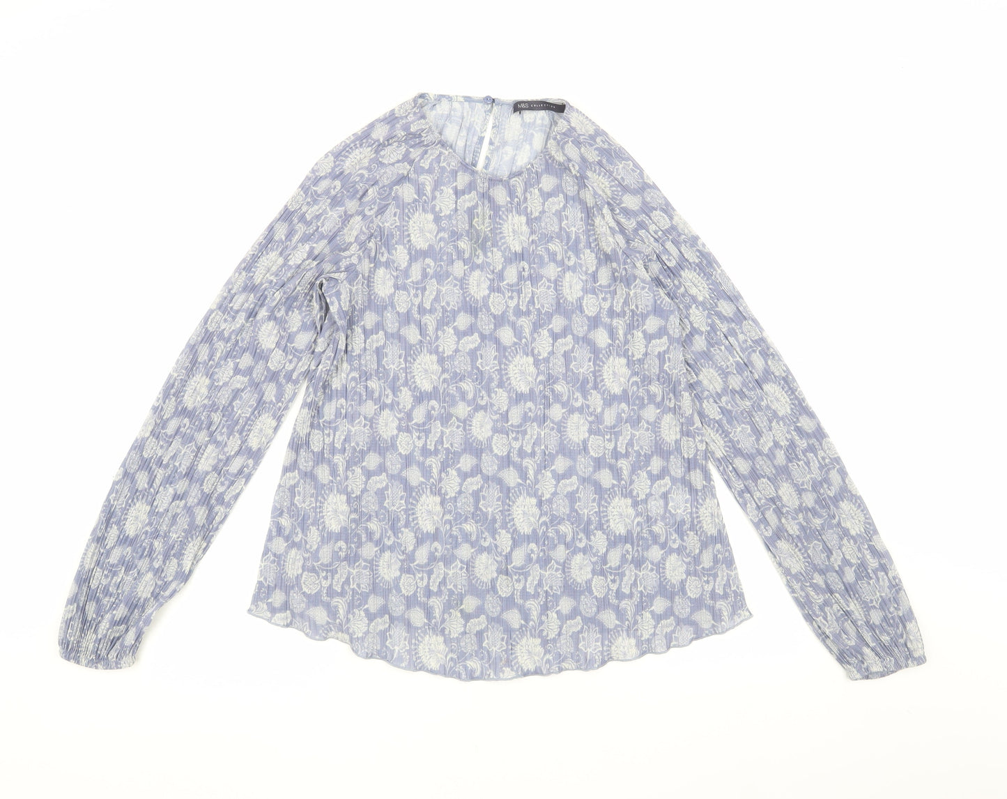 Marks and Spencer Women's Blue Floral Blouse Size 12