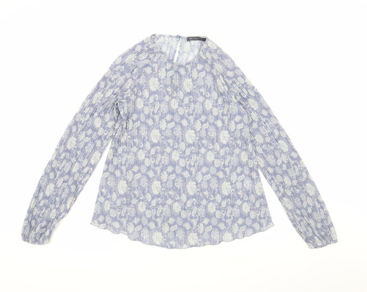 Marks and Spencer Women's Blue Floral Blouse Size 12