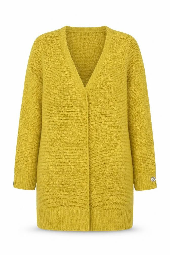 Wallis Women's Yellow V-Neck Cardigan M