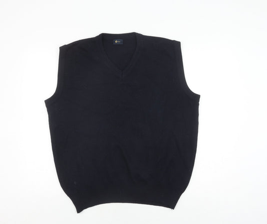 Gabicci Men's Black Wool Acrylic V-Neck Vest Jumper