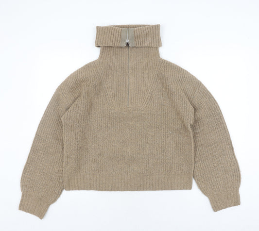 French Connection Women's Beige Full Zip Jumper