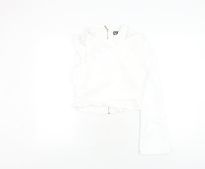 Zara Women's White Cropped Off-Shoulder Top, Size 12