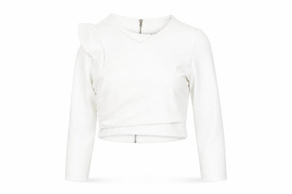 Zara Women's White Cropped Off-Shoulder Top, Size 12