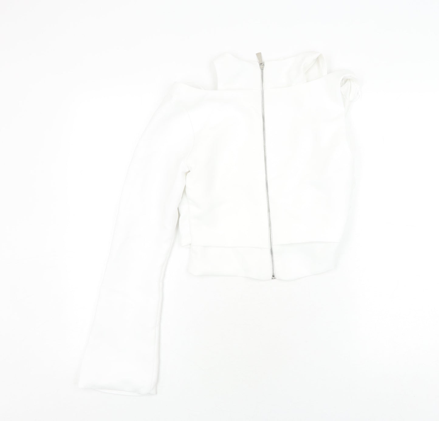 Zara Women's White Cropped Off-Shoulder Top, Size 12