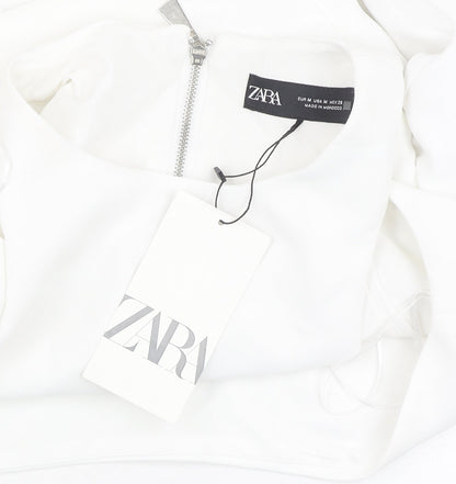 Zara Women's White Cropped Off-Shoulder Top, Size 12