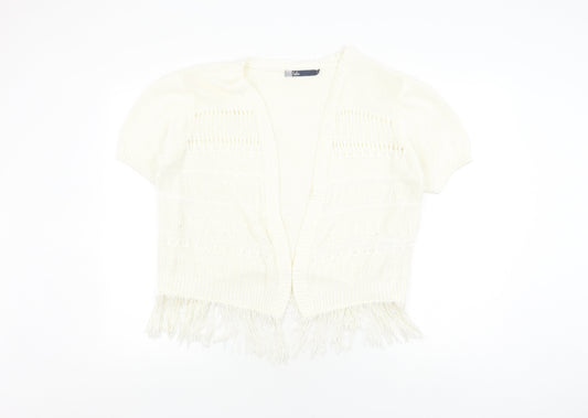 Isle Women's Ivory Open-Knit Cardigan Fringe L
