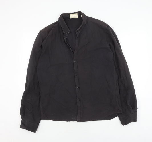 DKNY Men's Black Long Sleeve Casual Shirt L