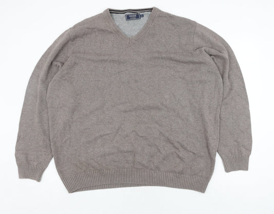 Maine New England Men's Grey V-Neck Wool Pullover 2XL