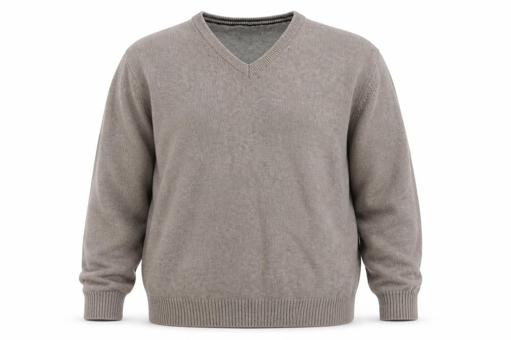 Maine New England Men's Grey V-Neck Wool Pullover 2XL