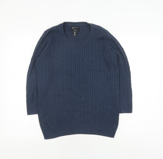 Jones New York Women's Blue Cotton Pullover Jumper Size L