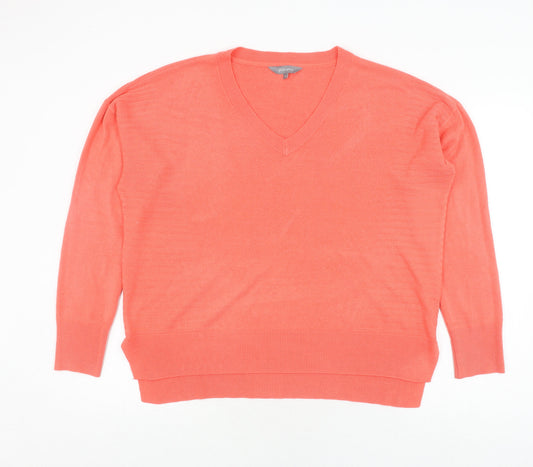 Principles Women's Orange V-Neck Pullover Jumper Size 16