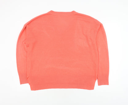 Back view of Principles Women's Orange V-Neck jumper, size 16