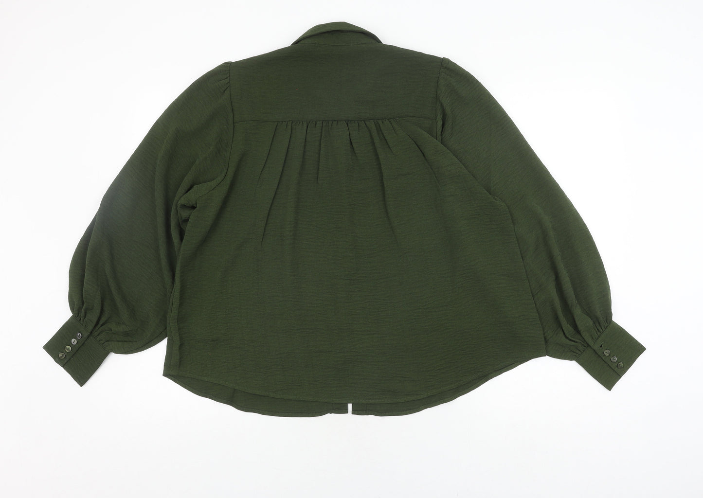 Apricot Women's Green Button-Up Balloon Sleeve Shirt