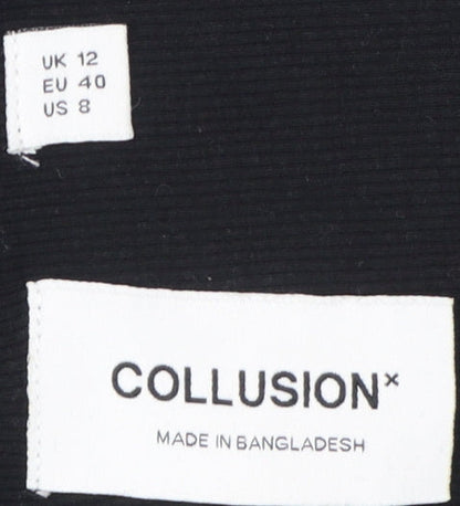 Collusion Women's Black Cropped Long Sleeve T-Shirt