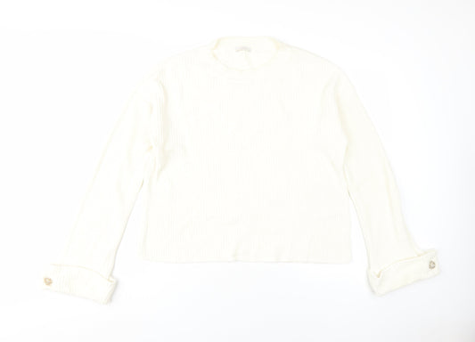 Riani Women's White High Neck Cotton Jumper, Size 12