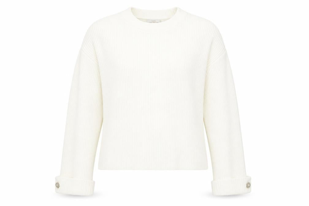 Riani Women's White High Neck Cotton Jumper, Size 12