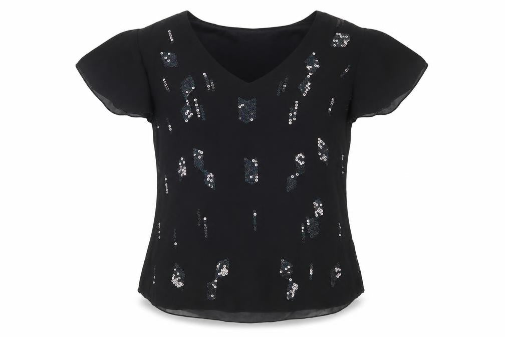 Clothes Contact Women's Black Sequin Blouse, Size 12