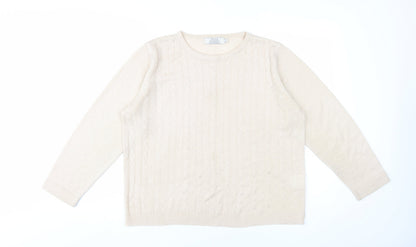 Additional front view of Honor Millburn Women's Beige Cable Knit jumper M