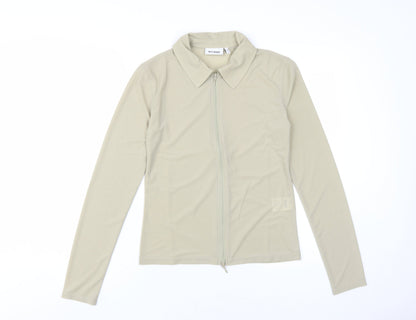Weekday Womens Beige Long Sleeve Zip Button-Up M