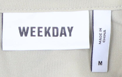 Weekday Womens Beige Long Sleeve Zip Button-Up M