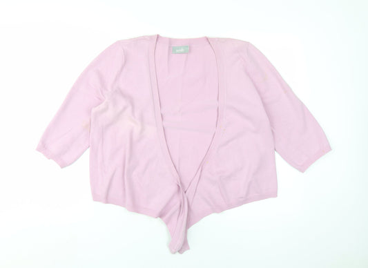 Wallis Women's Pink Cardigan L V-Neck 3/4 Sleeve
