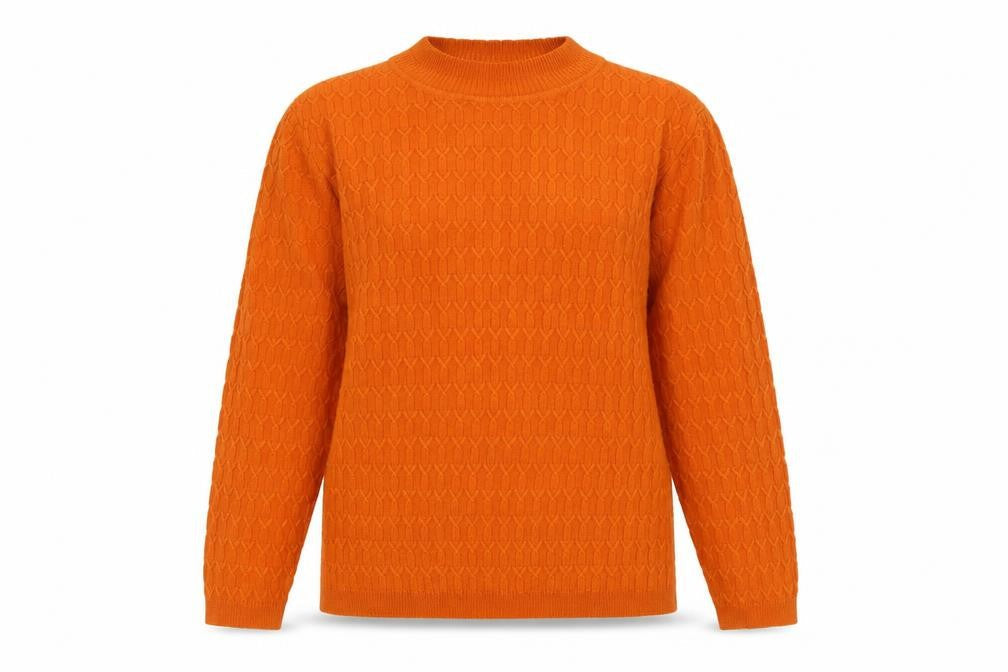 ISLE Women Orange Cable-Knit Jumper Size S