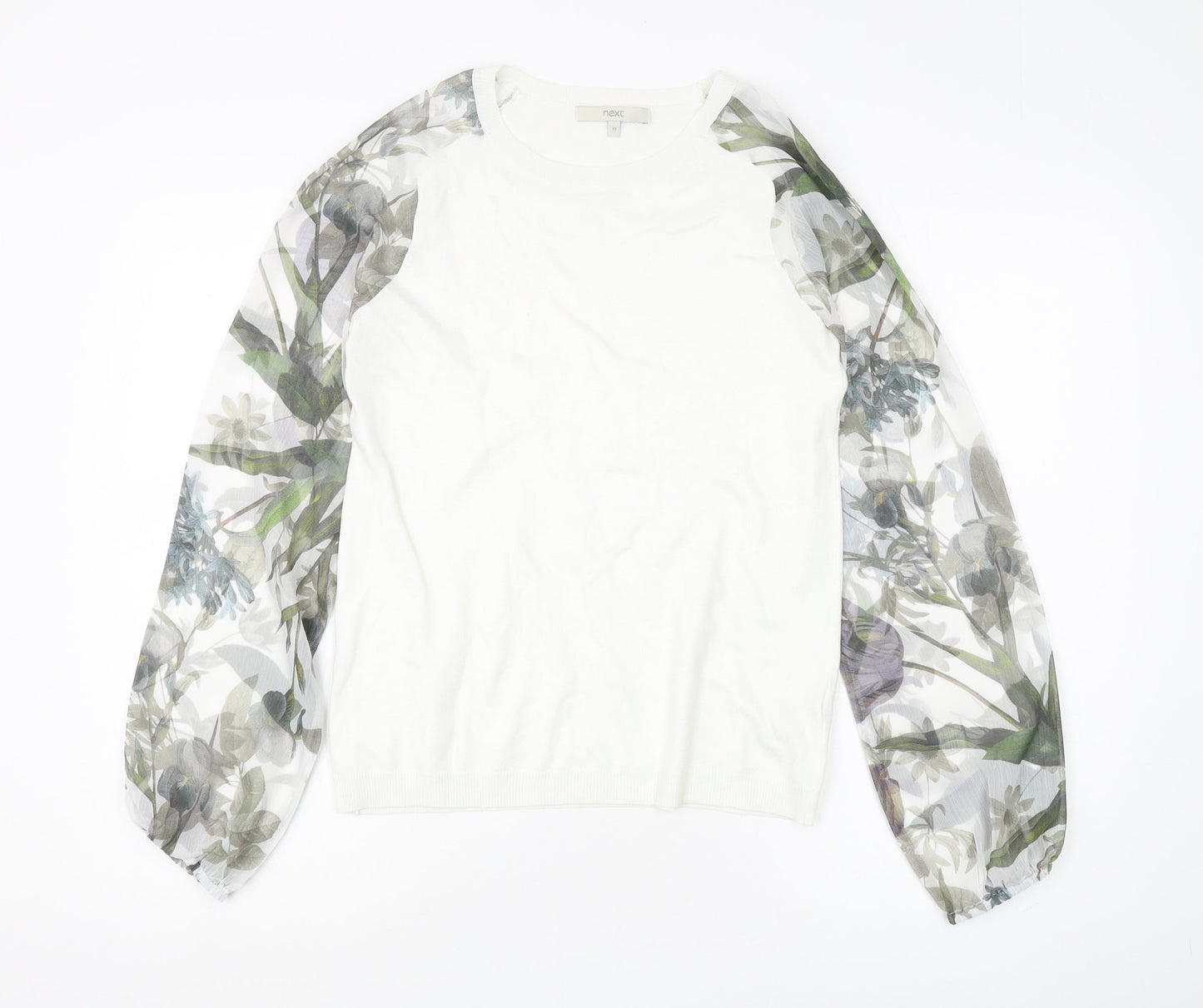 Next Women's White Floral Pullover Jumper Size 10
