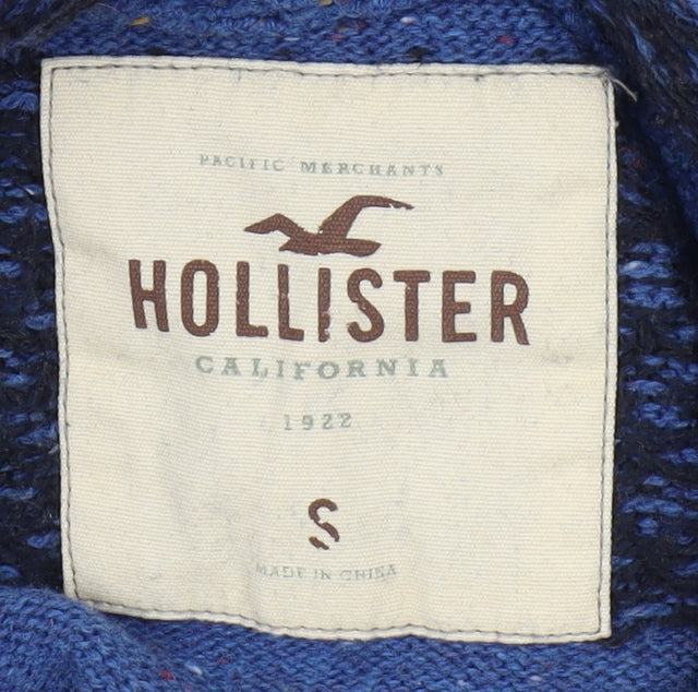 Hollister Women's Blue Striped Knit Pullover Hoodie S