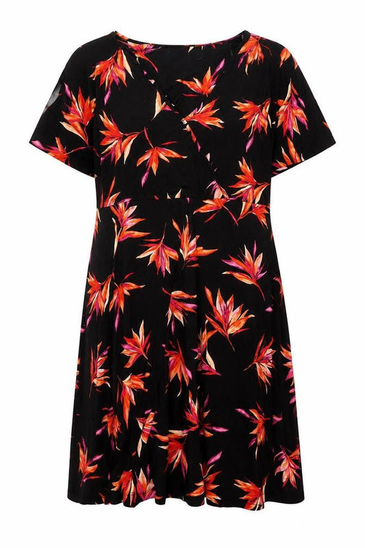 Debenhams Women's Black Floral V-Neck Dress Size 20