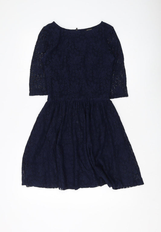 River Island Women's Blue A-Line Lace Dress Size 12