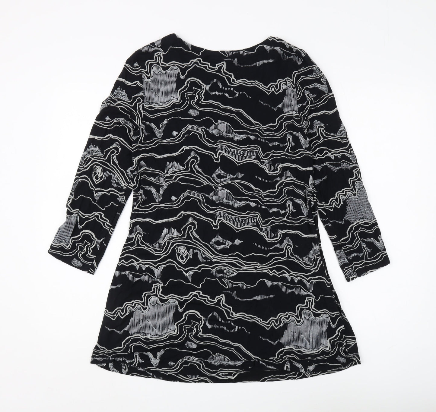 Adini Women's Black Tunic, Size S, 3/4 Sleeve Geometric