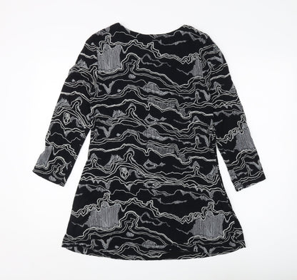 Adini Women's Black Tunic, Size S, 3/4 Sleeve Geometric