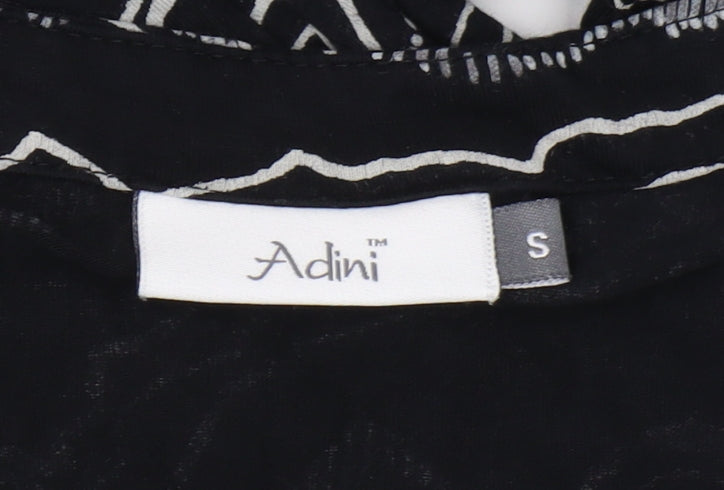 Adini Women's Black Tunic, Size S, 3/4 Sleeve Geometric
