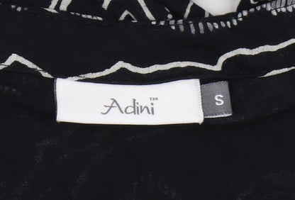Adini Women's Black Tunic, Size S, 3/4 Sleeve Geometric