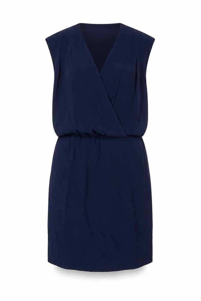 Warehouse Women's Navy Sleeveless Wrap Dress - Size 10