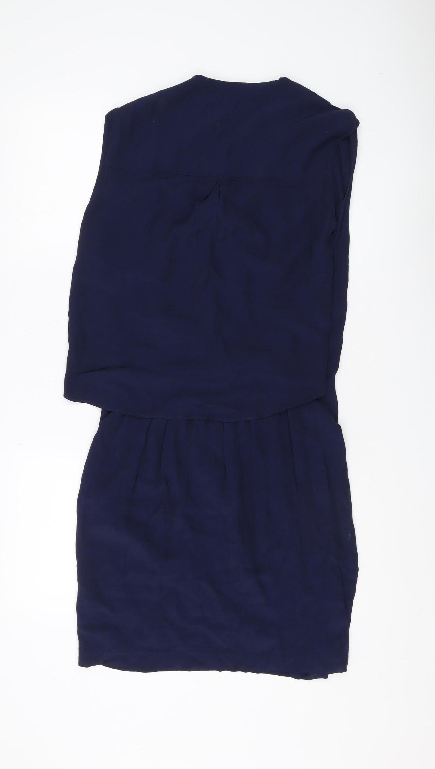 Warehouse Women's Navy Sleeveless Wrap Dress - Size 10
