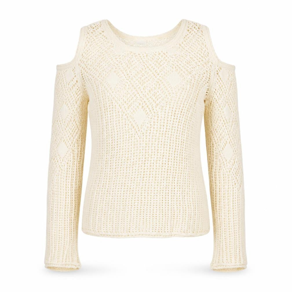 Next Girls Ivory Pullover Jumper, Geometric Knit, Size 12 Years