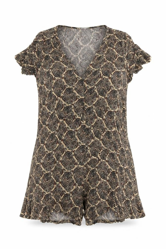Zara Women's Brown Paisley Viscose Playsuit S
