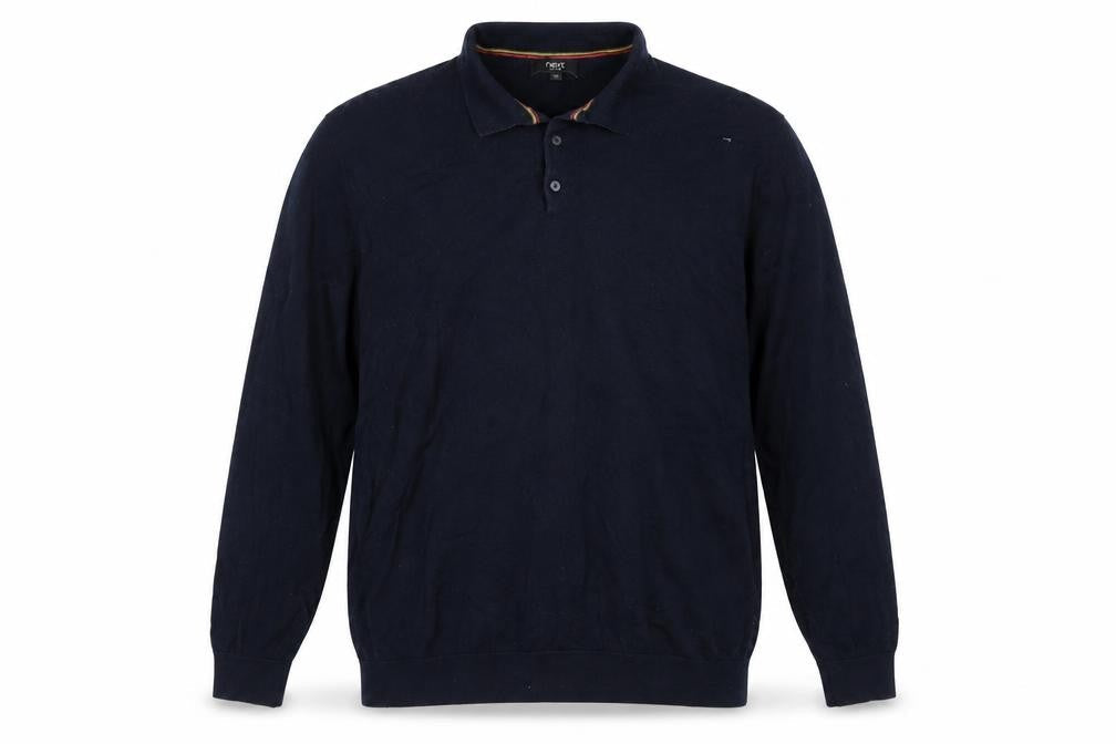 Next Men's Black 2XL Collared Pullover Jumper