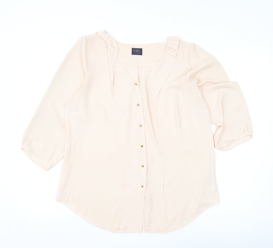 Marks and Spencer Women's Beige 3/4 Sleeve Blouse