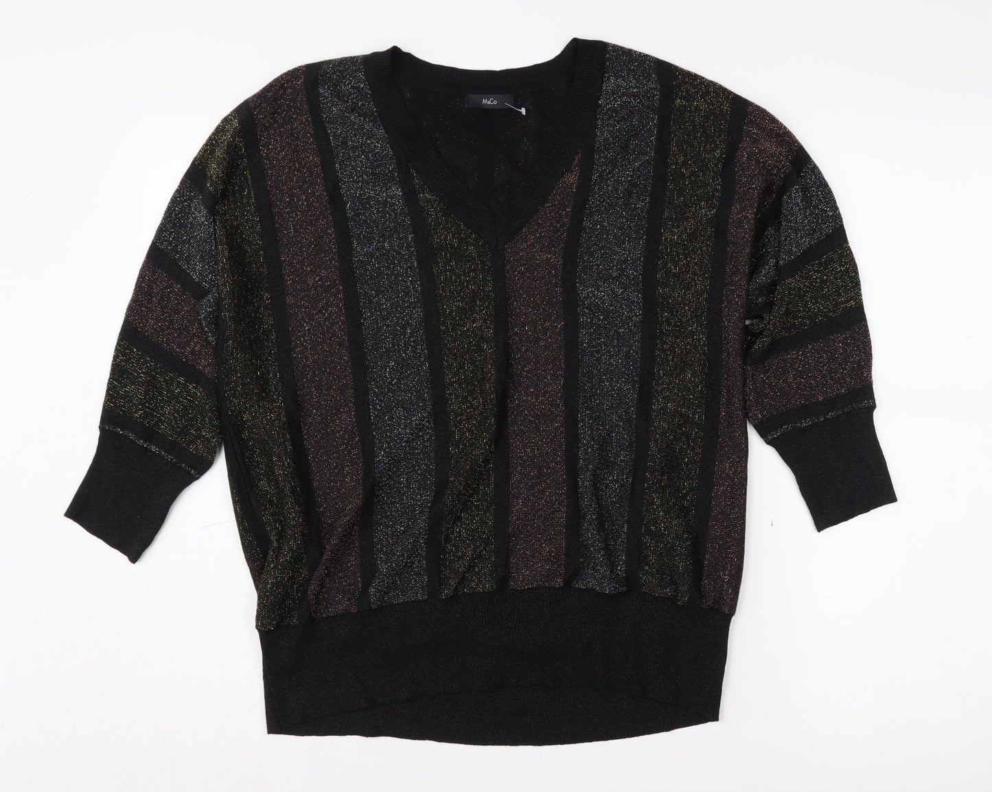 M&Co Women's Multicolour Striped Pullover Jumper Size 14