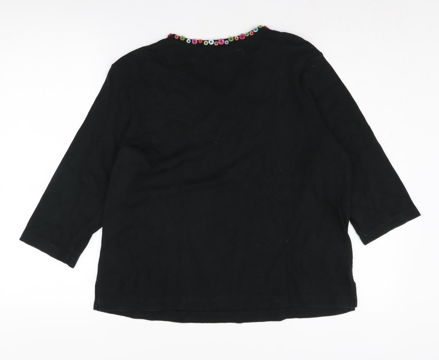 Quacker Factory Women's Black V-Neck T-Shirt L