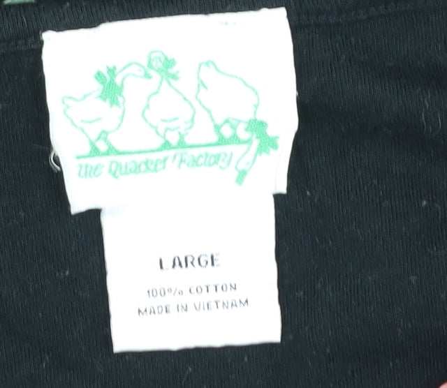 Quacker Factory Women's Black V-Neck T-Shirt L