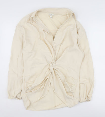 River Island Women's Beige Wrap Blouse Size 8