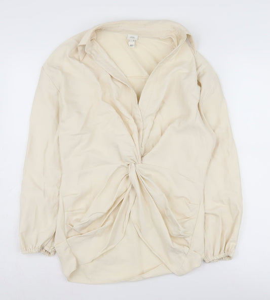 River Island Women's Beige Wrap Blouse Size 8