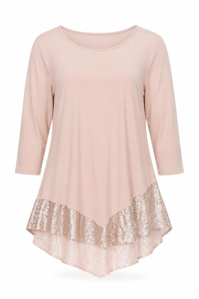 Just Be You Beige Sequin Tunic Blouse M Women