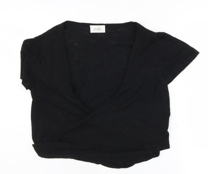 Wallis Petite Black Wrap Jumper - Women's M Knit V-Neck
