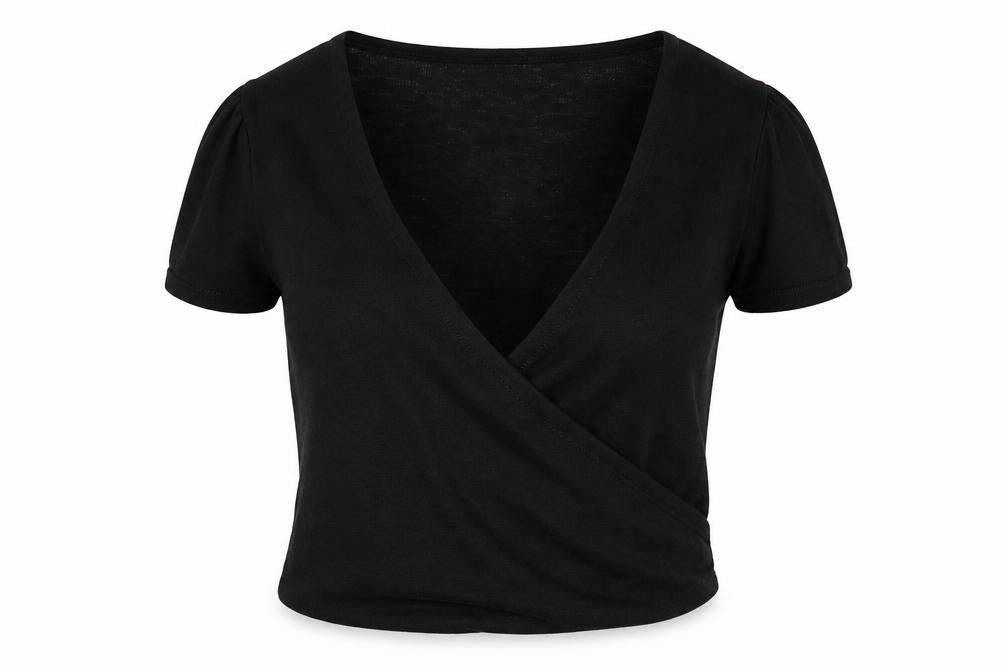 Wallis Petite Black Wrap Jumper - Women's M Knit V-Neck